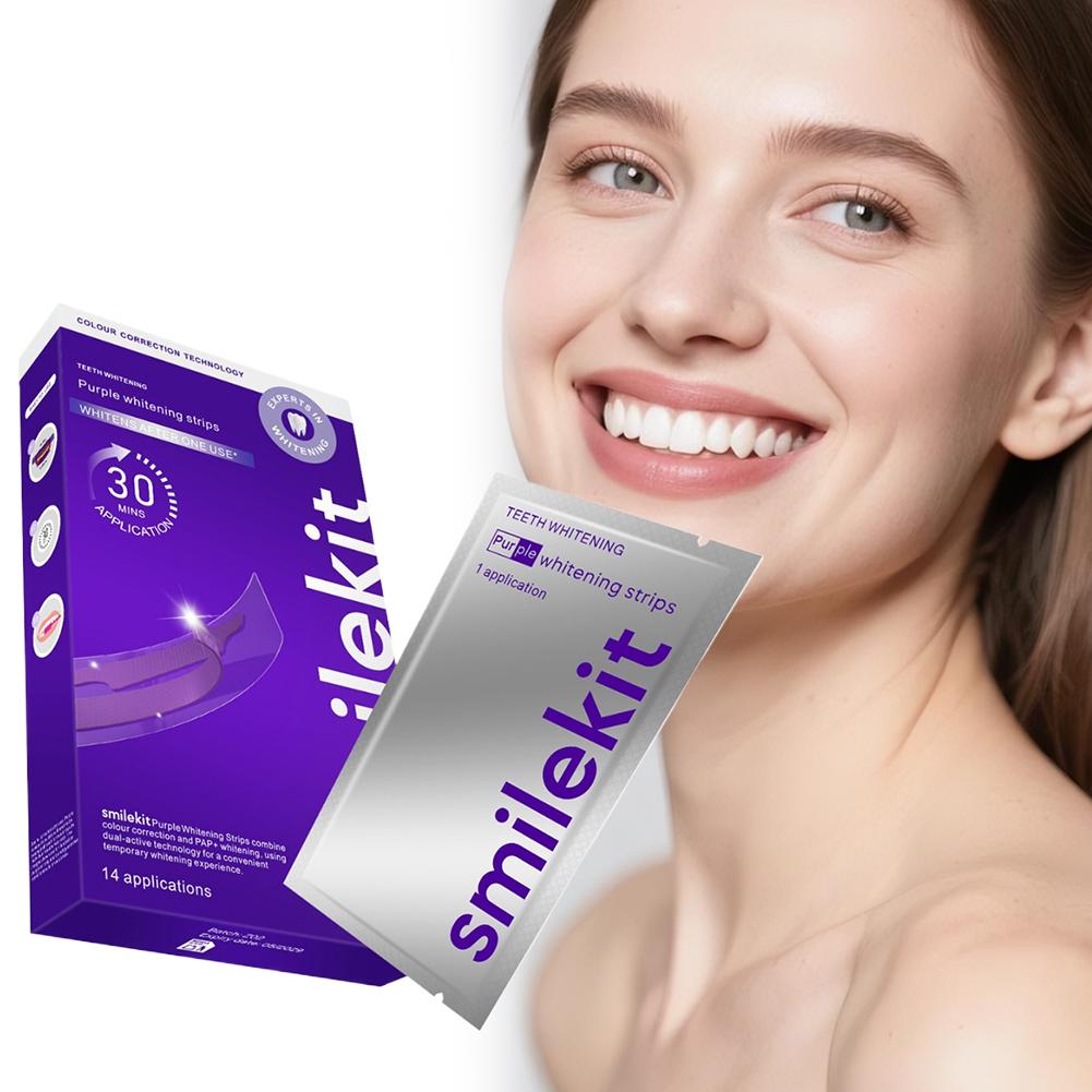 Teeth Whitening With Hydrogen Peroxide - 42Pairs Purple Teeth Whitening Strips V34
