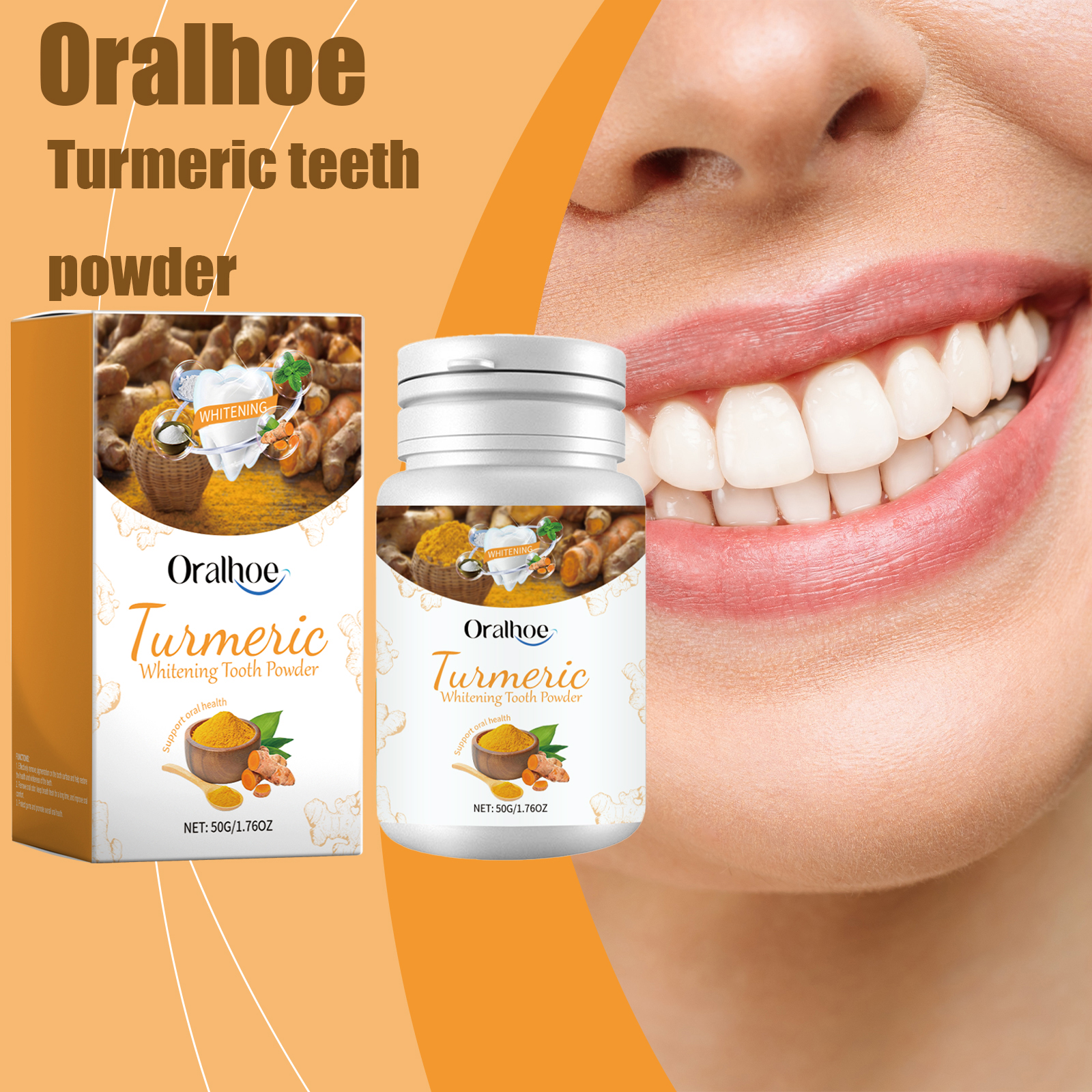Teeth Whitening Promotion - Oralhoe Turmeric Teeth Cleaning Powder Oral